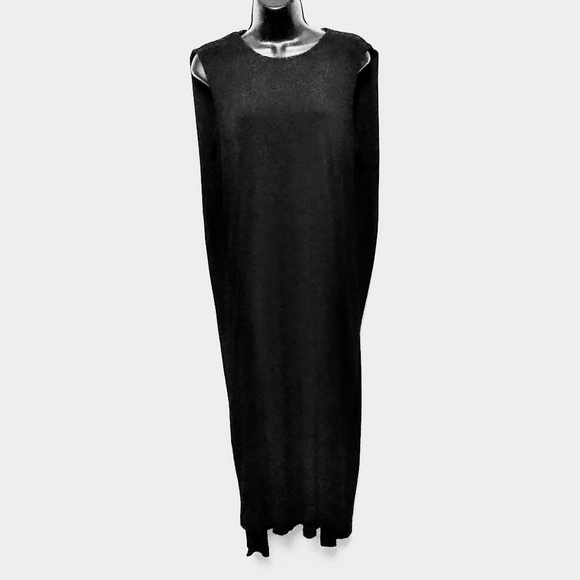 VINTAGE DKNY Black Cape Effect Maxi Dress w/Open Keyhole Back - Picture 1 of 9